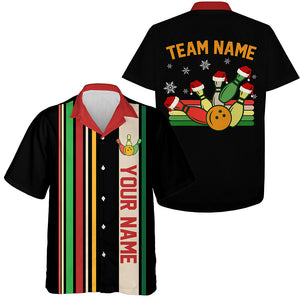 Retro Bowling Hawaiian Shirt Custom Funny Christmas Team bowling button up shirt, Christmas Gifts NQS8853