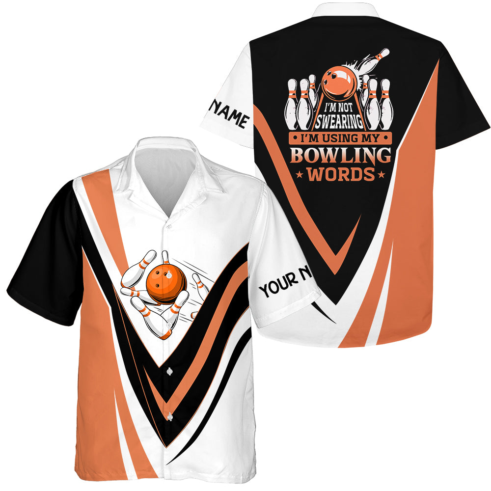 Custom Hawaiian bowling shirts I'm not swearing, I'm using my bowling words orange bowl shirts NQS4479