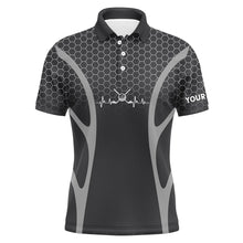 Load image into Gallery viewer, Black Camo Golf heartbeat Mens Golf Polo Shirts Custom Mens Golf Tops, unique golf gifts NQS9116