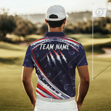 Load image into Gallery viewer, American Flag Camo Golf Polo Shirts For Men Custom patriotic mens golf shirts, golfer gifts | Navy NQS11181