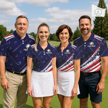 Load image into Gallery viewer, American Flag Camo Golf Polo Shirts For Women Custom patriotic ladies golf shirt, golfer gifts | Navy NQS11181