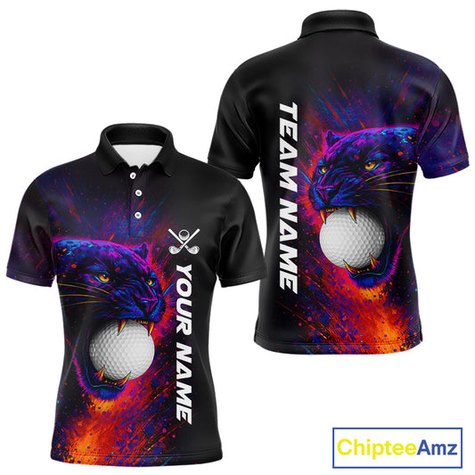 Colorful Panther Golf Polo Shirts For Men Custom Golf attire for men, Personalized team golf gifts NQS11187