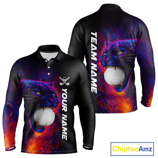Colorful Panther Golf Polo Shirts For Men Custom Golf attire for men, Personalized team golf gifts NQS11187