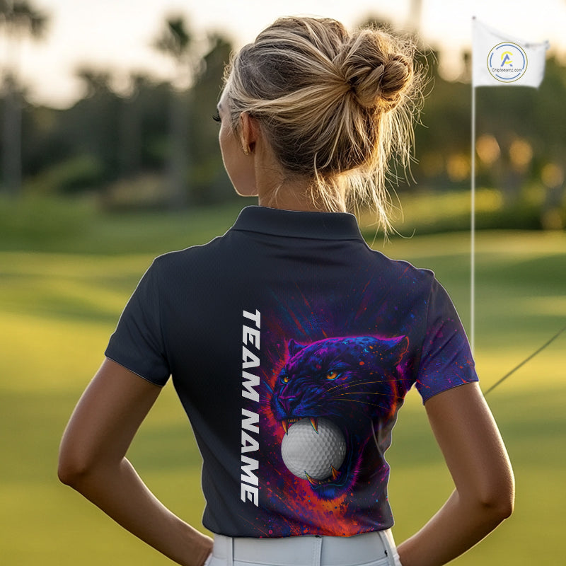 Colorful Panther Golf Polo Shirts For Women Custom ladies Golf attire, Personalized team golf gifts NQS11187