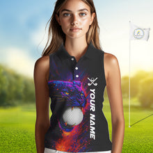 Load image into Gallery viewer, Colorful Panther Sleeveless Golf Polo Shirts Custom ladies Golf attire, Personalized team golf gifts NQS11187