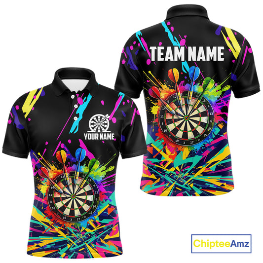 Personalized Colorful Darts Shirt For Men Custom Darts Team Jersey Polo & 1/4 Zip Shirts NQS11374
