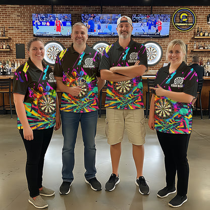 Personalized Colorful Darts Shirt For Women Custom Darts Team Jersey Polo & 1/4 Zip Shirts NQS11374