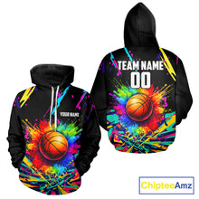 Load image into Gallery viewer, Personalized Colorful Basketball vest, t-shirt, long sleeve, hoodie custom Basketball team jerseys NQS11376