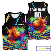 Load image into Gallery viewer, Personalized Colorful Basketball vest, t-shirt, long sleeve, hoodie custom Basketball team jerseys NQS11376