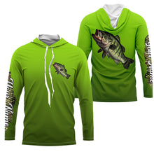 Load image into Gallery viewer, Largemouth bass fishing green scales Custom Name UV protection long sleeve fishing jersey NQS3143