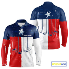 Load image into Gallery viewer, Texas Flag Golf Clubs Mens Golf polo shirt Custom patriotic Mens golf top, personalized golf gifts NQS10381