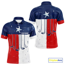 Load image into Gallery viewer, Texas Flag Golf Clubs Mens Golf polo shirt Custom patriotic Mens golf top, personalized golf gifts NQS10381