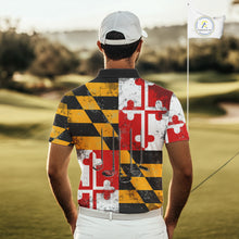 Load image into Gallery viewer, Maryland Flag Golf Clubs Mens Golf polo shirt Custom patriotic Mens golf top, personalized golf gifts NQS10382