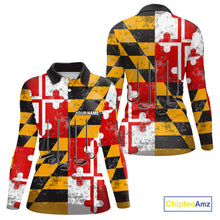 Load image into Gallery viewer, Maryland Flag Golf Clubs Women polo shirt Custom patriotic ladies golf top, personalized golf gifts NQS10382