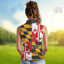 Load image into Gallery viewer, Maryland Flag Golf Clubs sleeveless polo shirt Custom patriotic golf top, personalized golf gifts NQS10382
