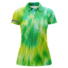 Load image into Gallery viewer, Womens golf polo shirts with Yellow green tie dye pattern custom pattern team golf shirt for women NQS5647