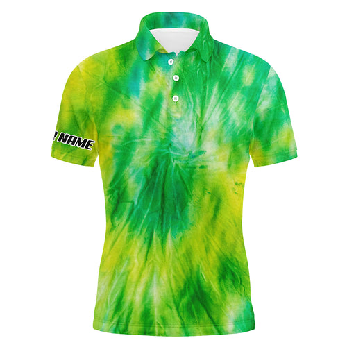 Mens golf polo shirts yellow green tie dye pattern custom pattern golf shirt for men, golf tops mens NQS5647