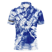 Load image into Gallery viewer, Mens golf polo shirts blue tie dye pattern custom pattern golf shirt for men, golf tops mens NQS5648