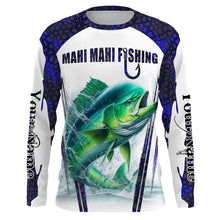 Load image into Gallery viewer, Mahi mahi fishing blue camo Custom Funny Fishing Shirts UV Protection Gift For Fisherman NQS5651