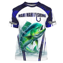 Load image into Gallery viewer, Mahi mahi fishing blue camo Custom Funny Fishing Shirts UV Protection Gift For Fisherman NQS5651