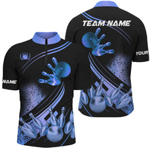 Load image into Gallery viewer, Black and Blue Mens Bowling shirts custom bowling apparel team bowling jerseys, bowling gifts NQS7755