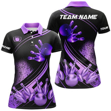 Load image into Gallery viewer, Black and Purple Womens Bowling shirts custom bowling apparel team bowling jerseys, bowling gifts NQS7756