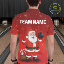 Load image into Gallery viewer, Funny Santa Bowling Red Christmas snowflake pattern Men's Bowling shirts Custom Xmas Bowling Outfits NQS10992