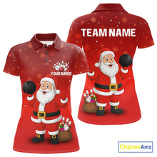 Load image into Gallery viewer, Funny Santa Bowling Red Christmas snowflake pattern Women's Bowling shirt Custom Xmas Bowling Outfits NQS10992