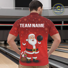 Load image into Gallery viewer, Funny Santa Bowling Red Christmas snowflake pattern Men's Bowling shirts Custom Xmas Bowling Outfits NQS10992