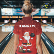 Load image into Gallery viewer, Funny Santa Bowling Red Christmas snowflake pattern Women's Bowling shirt Custom Xmas Bowling Outfits NQS10992