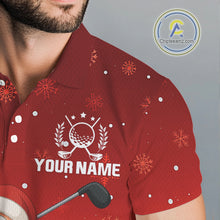 Load image into Gallery viewer, Funny Santa Golf Red Christmas snowflake pattern Men&#39;s Golf Polo shirts Custom Xmas Golf Outfits NQS10993