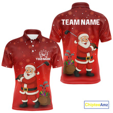 Load image into Gallery viewer, Funny Santa Golf Red Christmas snowflake pattern Men&#39;s Golf Polo shirts Custom Xmas Golf Outfits NQS10993