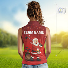 Load image into Gallery viewer, Funny Santa Golf Red Christmas snowflake pattern Sleeveless Golf Polo shirts Custom Xmas Golf Outfits NQS10993