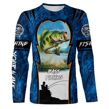 Load image into Gallery viewer, Bass Fishing Blue Camo Custome 3D All Over Printed Shirts, Personalized Fishing gift For Adult, Kid NQS597