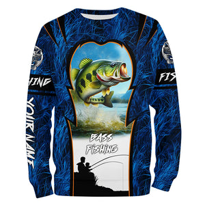 Bass Fishing Blue Camo Custome 3D All Over Printed Shirts, Personalized Fishing gift For Adult, Kid NQS597