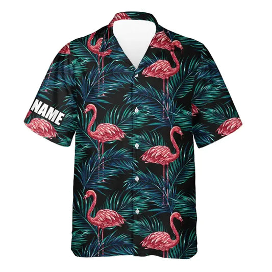 Custom Pink Hawaiian bowling shirt for women – personalized team jersey front view