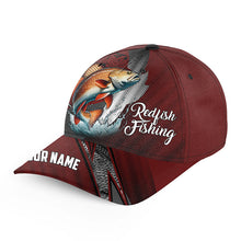 Load image into Gallery viewer, Redfish Puppy Drum fishing camo hats for men, women custom baseball best Red Drum fishing hat | Red NQS7760