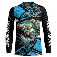 Load image into Gallery viewer, Crappie fishing Blue camo Long Sleeve Performance Fishing Shirt custom Crappie fishing jerseys NQS7989