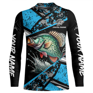 Crappie fishing Blue camo Long Sleeve Performance Fishing Shirt custom Crappie fishing jerseys NQS7989