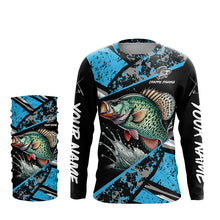 Load image into Gallery viewer, Crappie fishing Blue camo Long Sleeve Performance Fishing Shirt custom Crappie fishing jerseys NQS7989