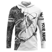 Load image into Gallery viewer, Gray camo Largemouth Bass fishing Long Sleeve Custom fishing shirts for men, women, Kid NQS2333