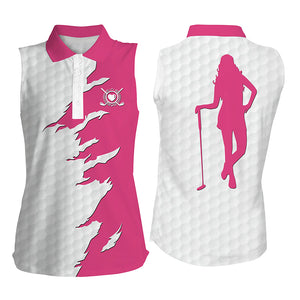 Custom funny Womens sleeveless polo shirts multi-color, ladies golf tops, golfing gifts NQS4274