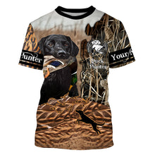 Load image into Gallery viewer, Labrador Retriever Mallard Duck hunting dog waterfowl camo custom name all over printed hunting shirts NQSD50