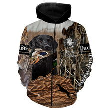 Load image into Gallery viewer, Labrador Retriever Mallard Duck hunting dog waterfowl camo custom name all over printed hunting shirts NQSD50