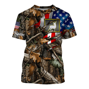 Deer hunting camo American flag patriotic custom name deer hunting all over printed shirts NQSD52