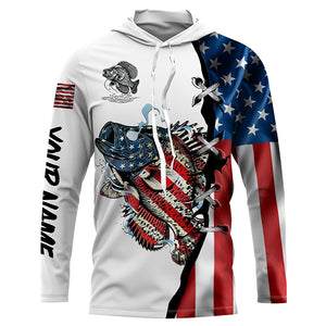 Crappie fishing legend American flag patriot UV protection Custom long sleeves fishing shirts NQS4492