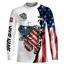 Load image into Gallery viewer, Crappie fishing legend American flag patriot UV protection Custom long sleeves fishing shirts NQS4492