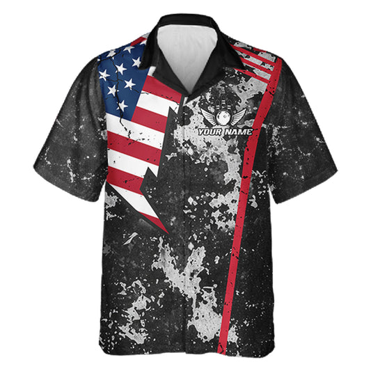American Flag grunge Hawaiian bowling shirts Custom patriotic team bowling jerseys NQS11405