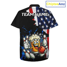 Load image into Gallery viewer, Funny Beer Bowling Hawaiian Shirts Custom US Flag Patriotic Team Bowling Jerseys Uniforms NQS11602