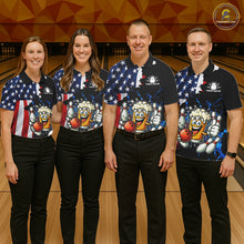 Load image into Gallery viewer, Funny Beer Bowling Shirts for Women Custom US Flag Patriotic Team Bowling Jerseys Uniforms NQS11602